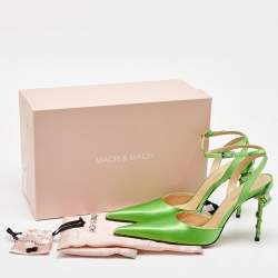 Mach & Mach Green Satin Wonder Tulip Pointed Toe Ankle Strap Sandals Size 39