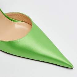 Mach & Mach Green Satin Wonder Tulip Pointed Toe Ankle Strap Sandals Size 39