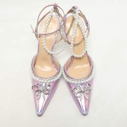 Mach & Mach Metallic Iridescent Leather Sophie Ankle Strap Sandals Size 36