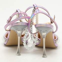 Mach & Mach Metallic Iridescent Leather Sophie Ankle Strap Sandals Size 36