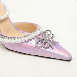 Mach & Mach Metallic Iridescent Leather Sophie Ankle Strap Sandals Size 36