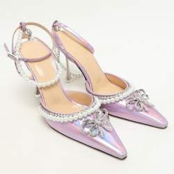 Mach & Mach Metallic Iridescent Leather Sophie Ankle Strap Sandals Size 36