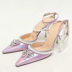 Mach & Mach Metallic Iridescent Leather Sophie Ankle Strap Sandals Size 36