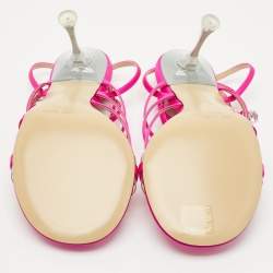 Mach & Mach Pink Satin Crystal Bow Camille Sandals Size 37.5