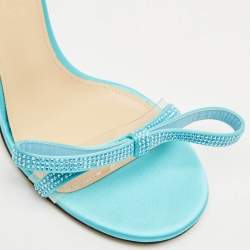 Mach & Mach Blue Satin and PVC French Bow Sandals Size 37..5