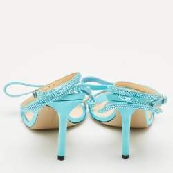 Mach & Mach Blue Satin and PVC French Bow Sandals Size 37..5