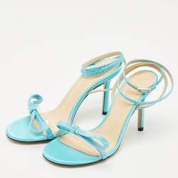 Mach & Mach Blue Satin and PVC French Bow Sandals Size 37..5