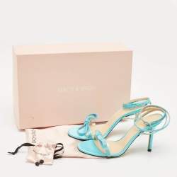 Mach & Mach Blue Satin and PVC French Bow Sandals Size 37..5