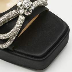 Mach & Mach Black Satin Double Bow Platform Slide Sandals Size 41