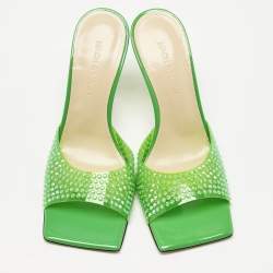 Mach & Mach Green PVC Crystal Embellished Star Slide Sandals Size 36
