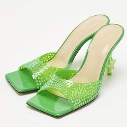 Mach & Mach Green PVC Crystal Embellished Star Slide Sandals Size 36