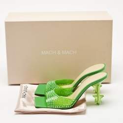 Mach & Mach Green PVC Crystal Embellished Star Slide Sandals Size 36