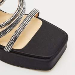 Mach & Mach Black Satin Sydney Platform Sandals Size 42
