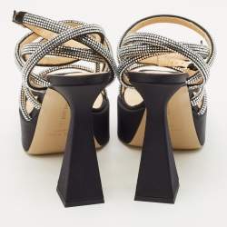 Mach & Mach Black Satin Sydney Platform Sandals Size 42