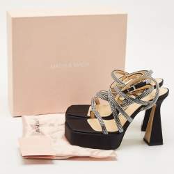 Mach & Mach Black Satin Sydney Platform Sandals Size 42