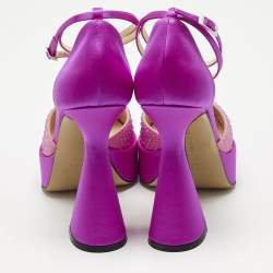 Mach & Mach Pink Satin Galaxy Crystalized Platform Pumps Size 38.5