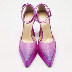 Mach & Mach Pink Satin Galaxy Crystalized Platform Pumps Size 38.5