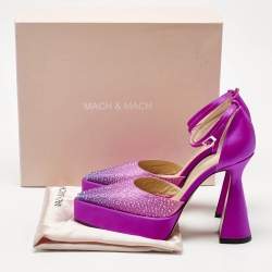 Mach & Mach Pink Satin Galaxy Crystalized Platform Pumps Size 38.5