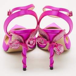 Mach & Mach Fuchsia Satin Wonder Tulip Ankle Strap Pumps Size 37