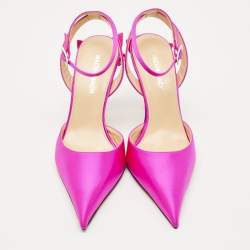 Mach & Mach Fuchsia Satin Wonder Tulip Ankle Strap Pumps Size 37