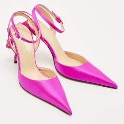 Mach & Mach Fuchsia Satin Wonder Tulip Ankle Strap Pumps Size 37