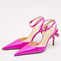 Mach & Mach Fuchsia Satin Wonder Tulip Ankle Strap Pumps Size 37
