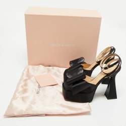 Mach & Mach Black Satin Le Cadeau Platform Sandals Size 36