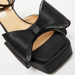 Mach & Mach Black Satin Le Cadeau Platform Sandals Size 36