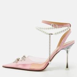 Pre Owned Mach & Mach Pink Leather and PVC Matilda Pumps Size 36.5