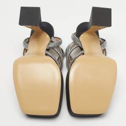 Pre Owned Mach & Mach Black Satin Sydney Platform Sandals Size 38