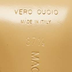 مملوكة مسبقًا Mach & Mach Green Patent Leather and PVC Floating Crystal Bow Sandals Size 37.5