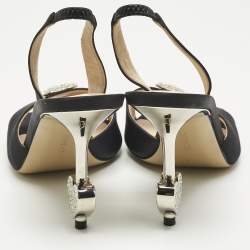 مملوكة مسبقًا صندل ماك أند ماك ساتان أسود بقلب كريستال مقاس 38.5