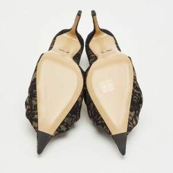 Pre Owned Mach & Mach Black Lace Draped Double Heart Pumps Size 38