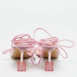 Pre Owned صندل ماش أند ماش جلد شفاف/وردي بي في سي مع كريستال على شكل مربع حول الكاحل مقاس 38