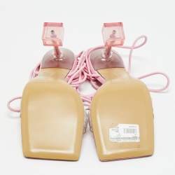 Pre Owned صندل ماش أند ماش جلد شفاف/وردي بي في سي مع كريستال على شكل مربع حول الكاحل مقاس 38