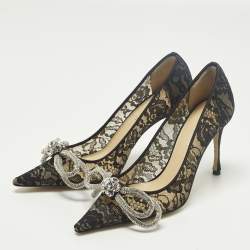 مملوكة مسبقًا حذاء كعب عالي ماك & ماك بي في سي و جلد لامع فضي مع فيونكة مزدوجة مقاس 35