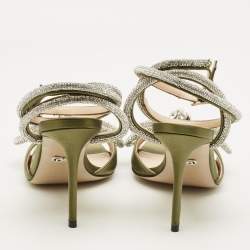 Pre Owned صندل ماش أند ماش ساتان وردي مزدوج فيونكة مرصعة كريستال مفتوح من الخلف مقاس 37