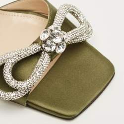 Pre Owned صندل ماش أند ماش ساتان وردي مزدوج فيونكة مرصعة كريستال مفتوح من الخلف مقاس 37