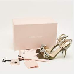 Pre Owned صندل ماش أند ماش ساتان وردي مزدوج فيونكة مرصعة كريستال مفتوح من الخلف مقاس 37