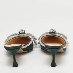 Pre Owned Mach & Mach Double Bow Size 37 Green PVC Mules