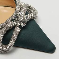 Pre Owned Mach & Mach Double Bow Size 37 Green PVC Mules