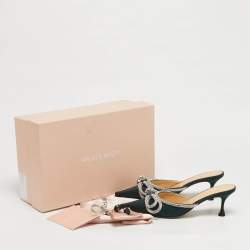 Pre Owned Mach & Mach Double Bow Size 37 Green PVC Mules