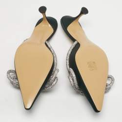 Pre Owned Mach & Mach Double Bow Size 37 Green PVC Mules