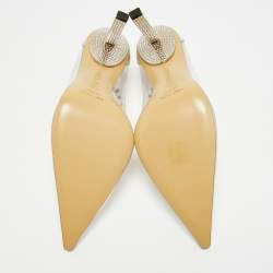مملوكة مسبقًا Mach & Mach Diamond Dreams Size 39.5 Transparent/Silver PVC and Leather Pumps