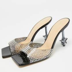 مملوكة مسبقًا صندل سلايد ماش أند ماش بي في سي وردي نيون مع تزيين كريستالي نجمي مقاس 40