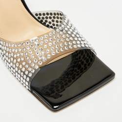 مملوكة مسبقًا صندل سلايد ماش أند ماش بي في سي وردي نيون مع تزيين كريستالي نجمي مقاس 40