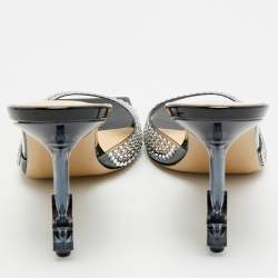 مملوكة مسبقًا صندل سلايد ماش أند ماش بي في سي وردي نيون مع تزيين كريستالي نجمي مقاس 40