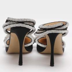 مملوكة مسبقًا حذاء كعب عالي ماك & ماك ساتان مزخرف بالكريستال بفيونكتين ورباط للكاحل مقاس 38