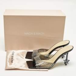 Pre Owned Mach & Mach Star Size 39 Black PVC Crystal Embellished Slide Sandals