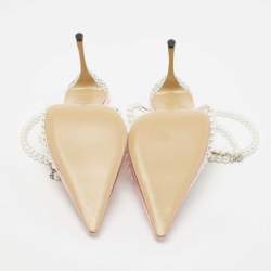 Pre Owned Mach & Mach Pink PVC Diamond of Elizabeth Ankle Wrap Pumps Size 41